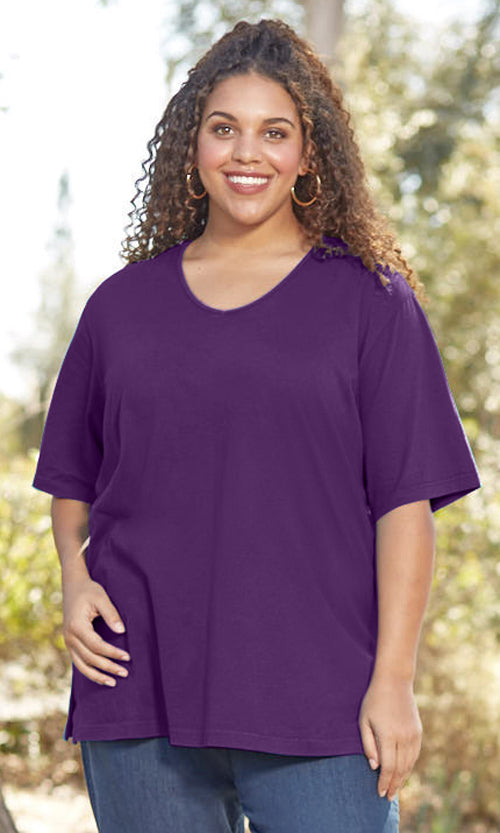 Short Sleeve V Neck Top