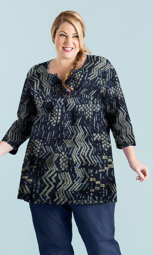 3/4 Sleeve Henley Tunic
