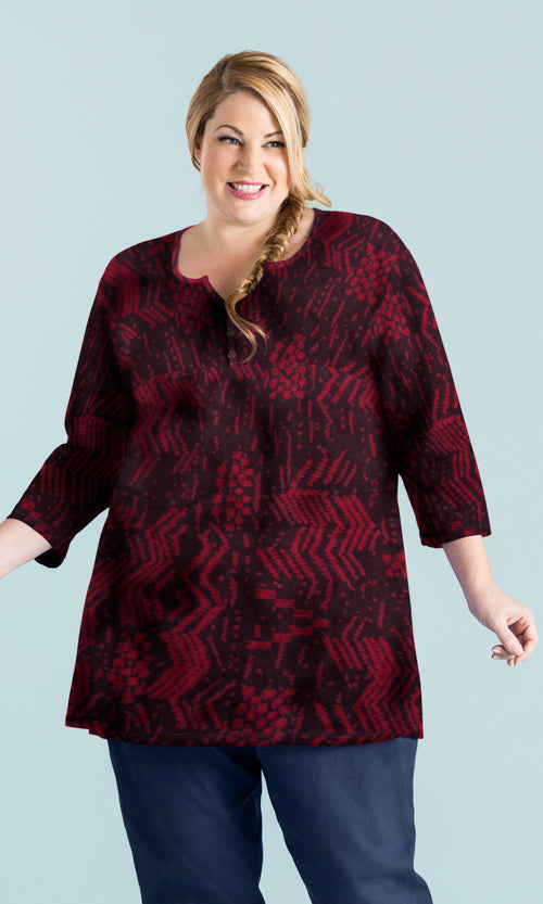 3/4 Sleeve Henley Tunic