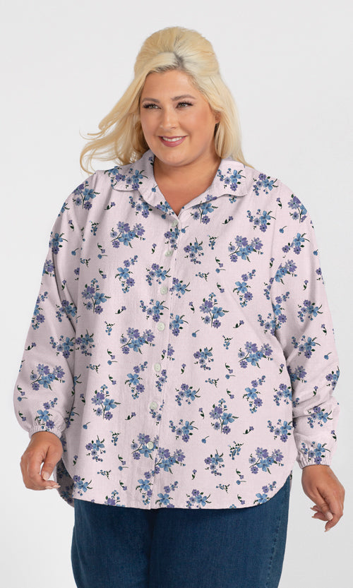 Printed Long Sleeve Oversize Shirt