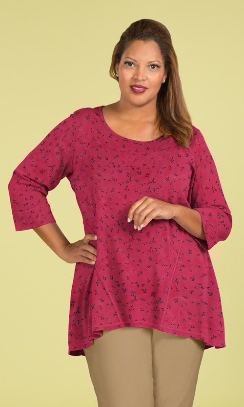 Soft Knit 3/4 Sleeve Side Panel Tunic