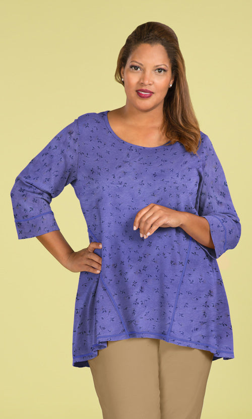 Soft Knit 3/4 Sleeve Side Panel Tunic