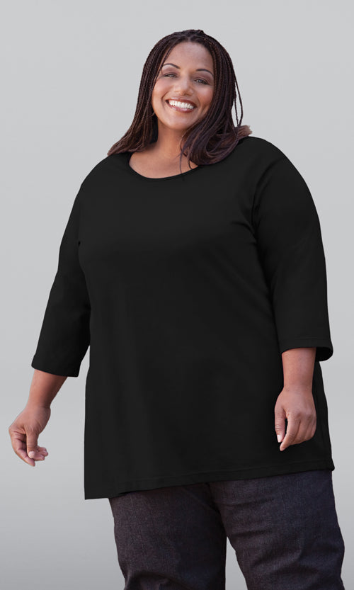 3/4 Sleeve U Neck Top