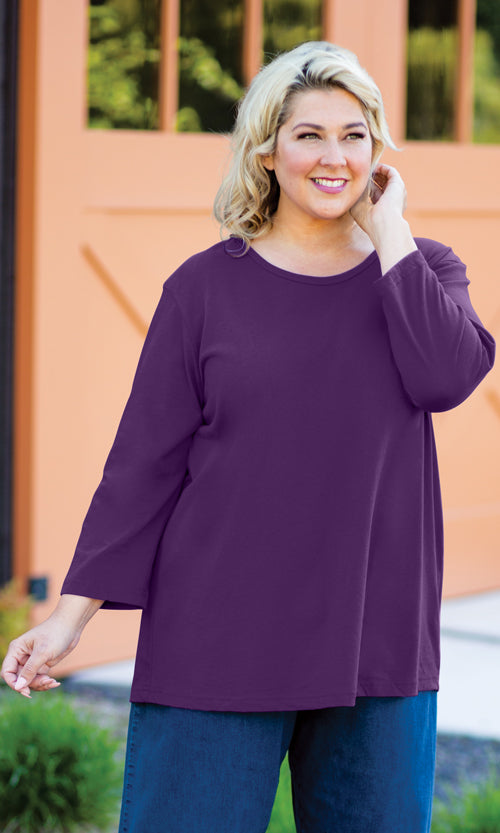 3/4 Sleeve U Neck Top