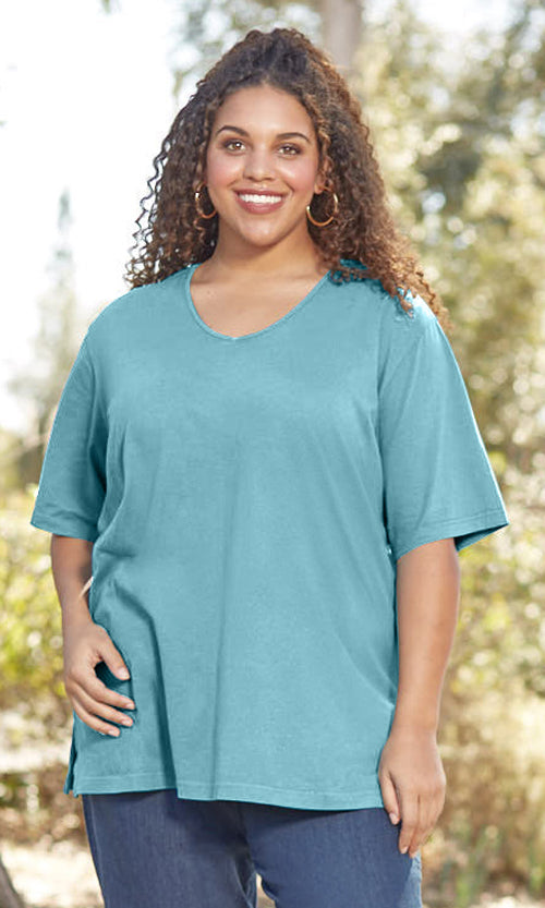 Short Sleeve V Neck Top