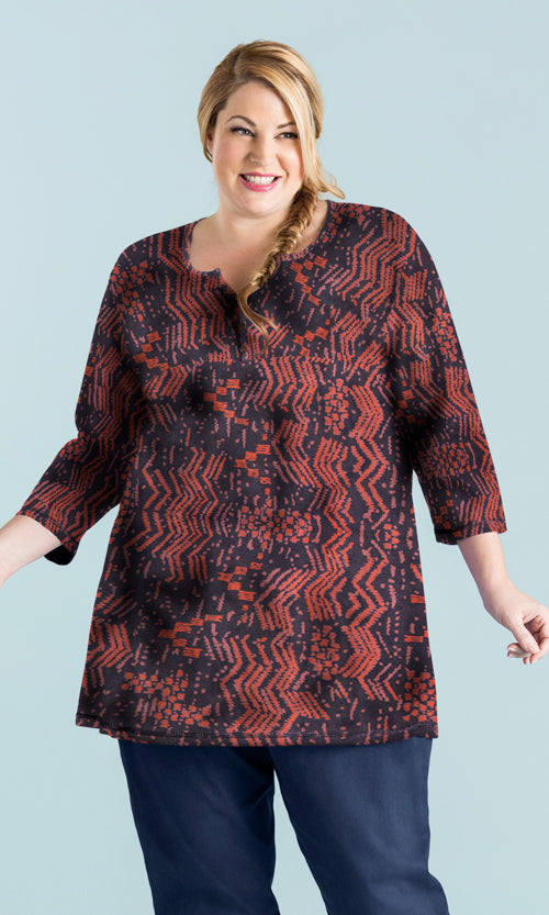 3/4 Sleeve Henley Tunic