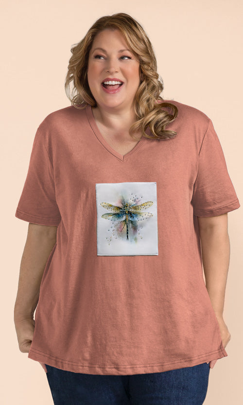 Soft Knit Art Patch V-Neck Tee