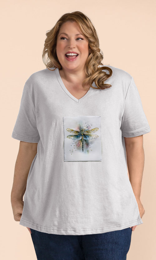 Soft Knit Art Patch V-Neck Tee