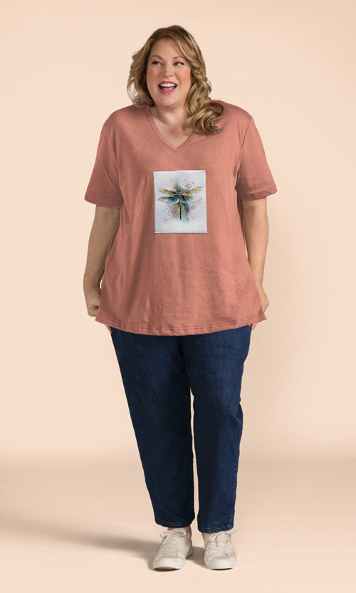 Soft Knit Art Patch V-Neck Tee