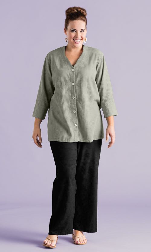 Parker Soft Washed Bubble Gauze Wide Leg Pant