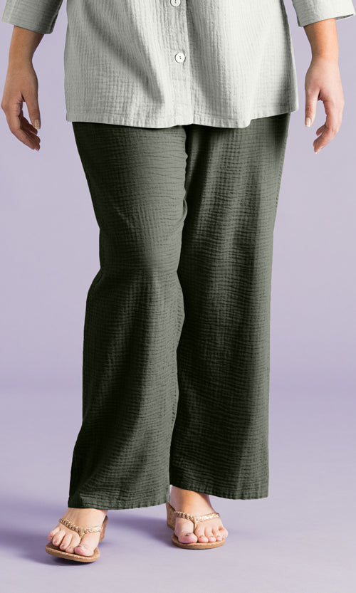 Parker Soft Washed Bubble Gauze Wide Leg Pant