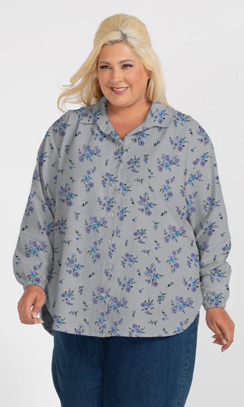 Printed Long Sleeve Oversize Shirt