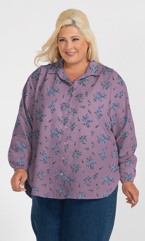 Printed Long Sleeve Oversize Shirt