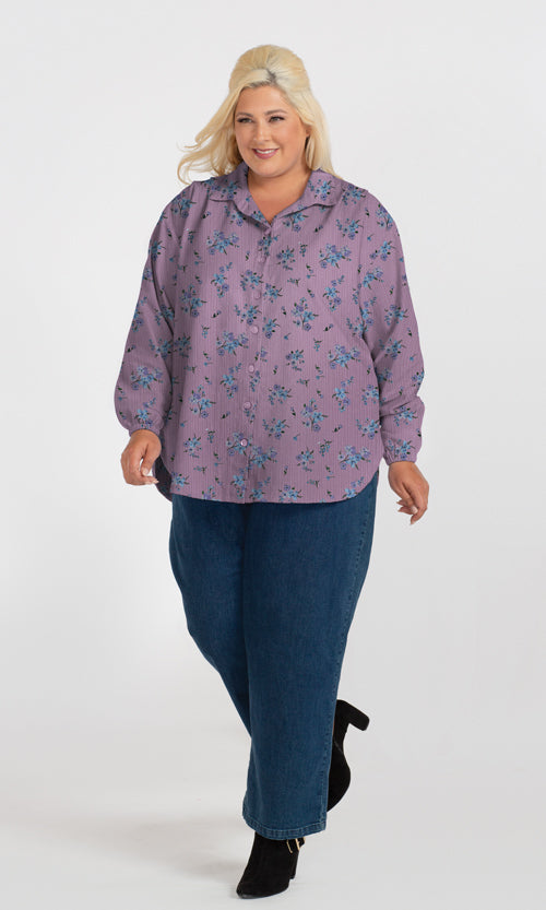 Printed Long Sleeve Oversize Shirt