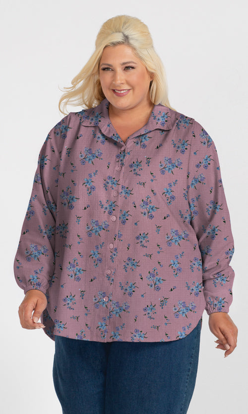 Printed Long Sleeve Oversize Shirt