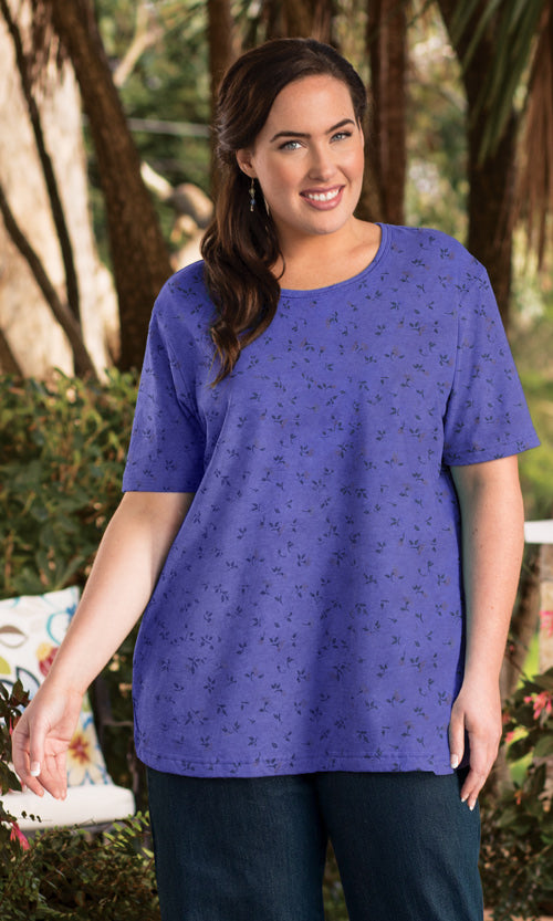 Soft Knit Print U Neck Tee